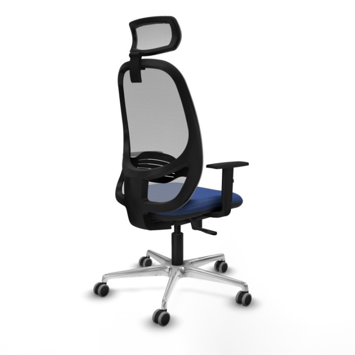 Cilanco sincro malla gris bali azul marino brazos 1D base aluminio cabecero 2D ruedas 65mm engomadas