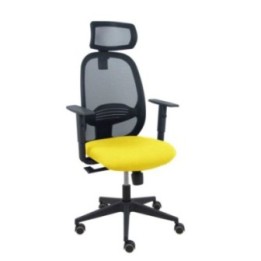 Silla Cilanco negra malla negra asiento bali amarillo brazo regulable cabecero regulable