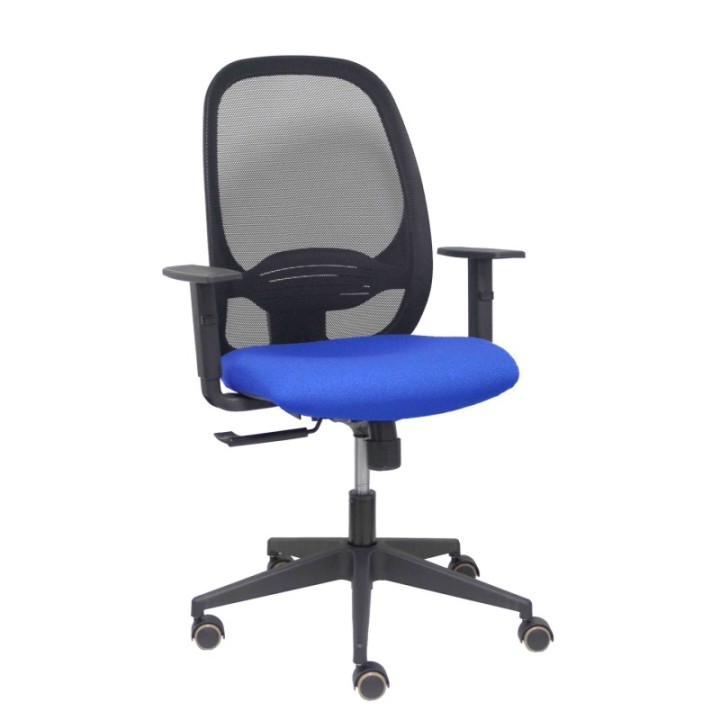 Silla Cilanco negra malla negra asiento bali azul brazo regulable