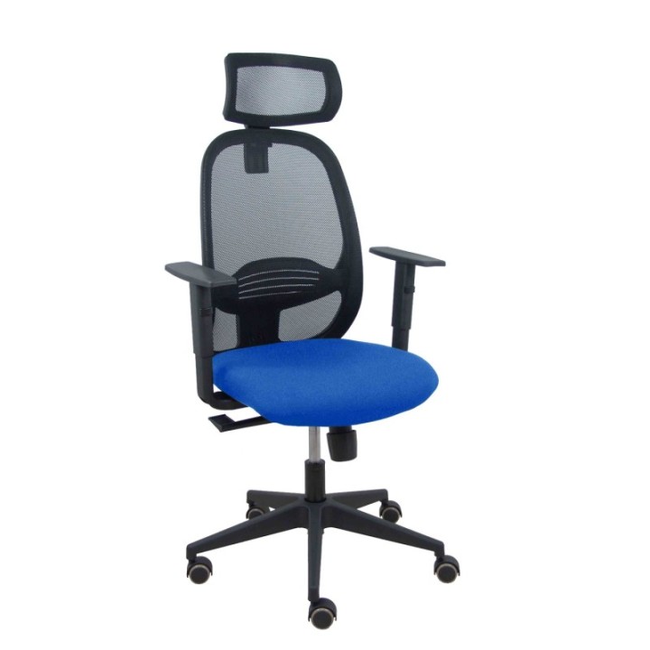 Silla Cilanco negra malla negra asiento bali azul brazo regulable cabecero regulable