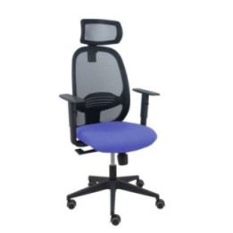 Silla Cilanco negra malla negra asiento bali azul claro brazo regulable cabecero regulable