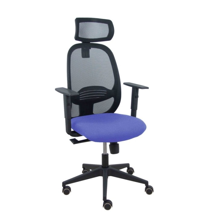 Silla Cilanco negra malla negra asiento bali azul claro brazo regulable cabecero regulable