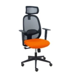 Silla Cilanco negra malla negra asiento bali naranja oscuro brazo regulable cabecero regulable