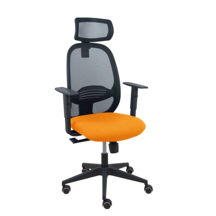 Silla Cilanco negra malla negra asiento bali naranja brazo regulable cabecero regulable