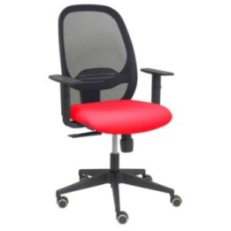 Silla Cilanco negra malla negra asiento bali rojo brazo regulable