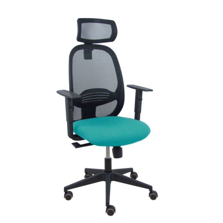 Silla Cilanco negra malla negra asiento bali turquesa brazo regulable cabecero regulable