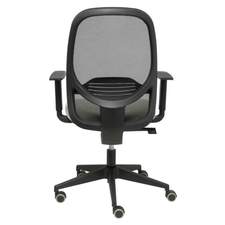 Silla Cilanco negra malla negra asiento bali gris claro brazo regulable.