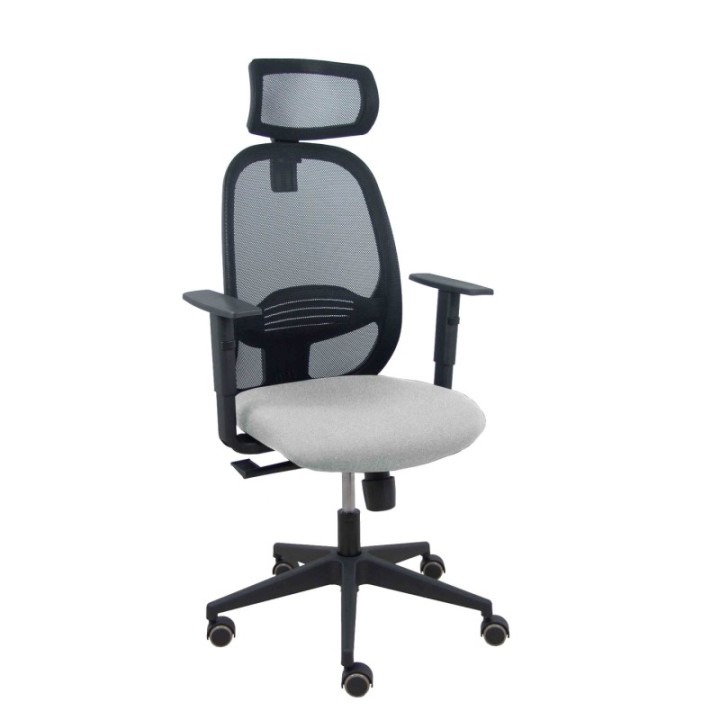 Silla Cilanco negra malla negra asiento bali gris claro brazo regulable cabecero regulable