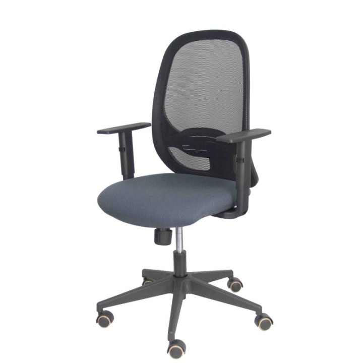 Silla Cilanco negra malla negra asiento bali gris oscuro brazo regulable
