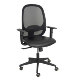 Silla Cilanco negra malla negra asiento similpiel negro brazo regulable.