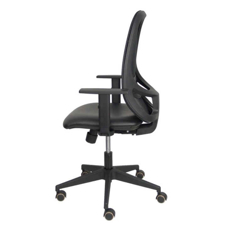 Silla Cilanco negra malla negra asiento similpiel negro brazo regulable.