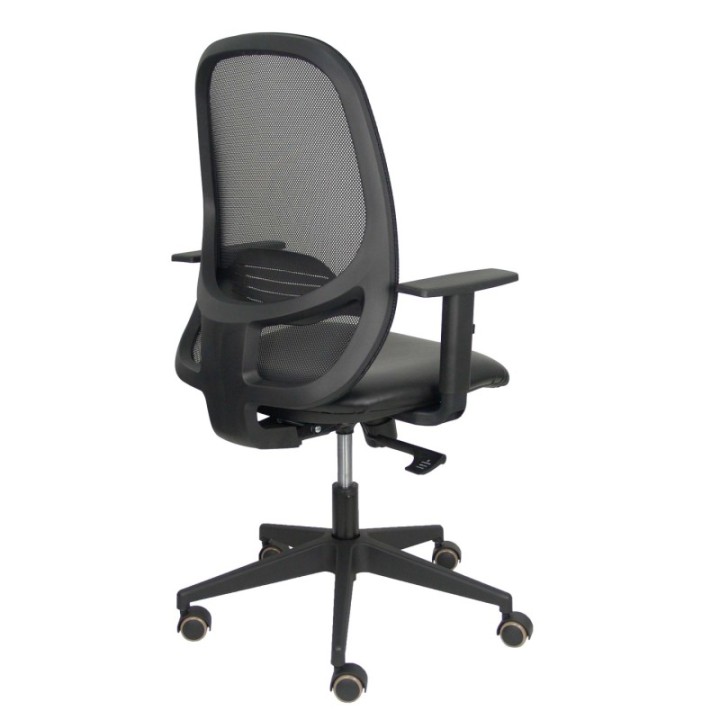 Silla Cilanco negra malla negra asiento similpiel negro brazo regulable.