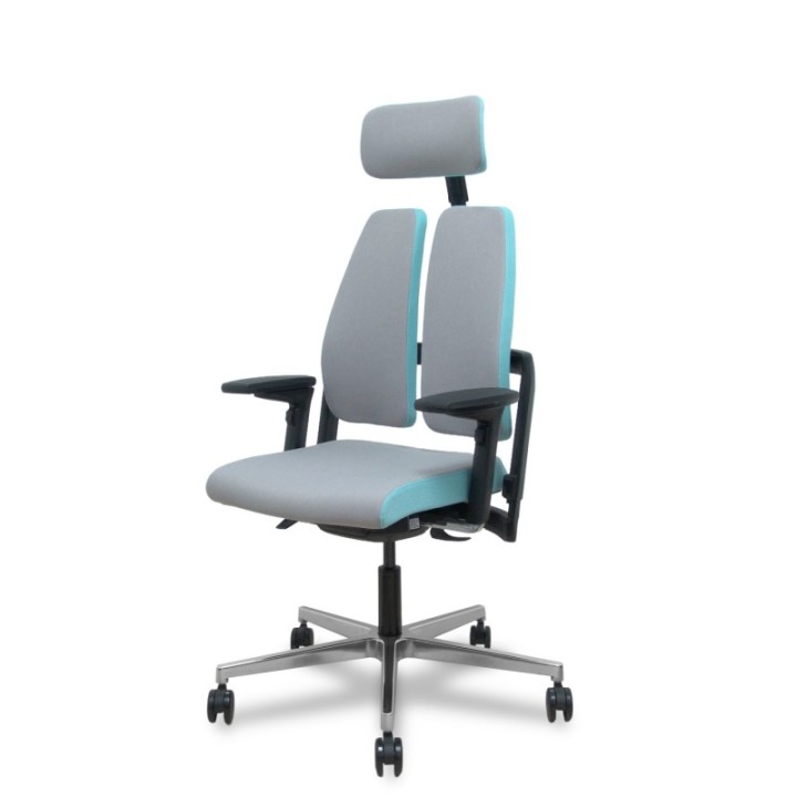 Silla Xilium Duo traslak X-move era gris y azul brazo 4D cabecero 2D