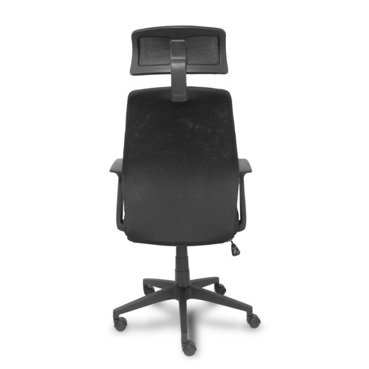 Silla Parolis respaldo malla negro con cabecero y asiento aran negro
