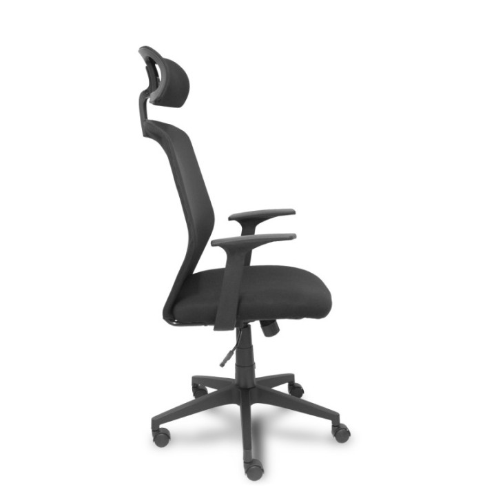 Silla Parolis respaldo malla negro con cabecero y asiento aran negro