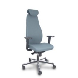 Silla Bjarg traslack bondai gris brazo 3D base cromada cabecero y lumbar