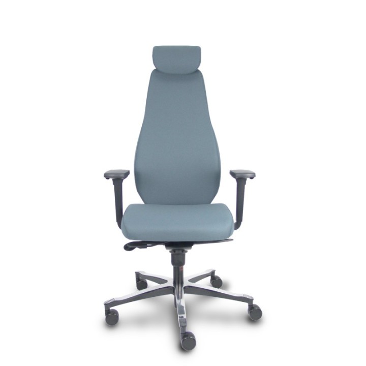 Silla Bjarg traslack bondai gris brazo 3D base cromada cabecero y lumbar