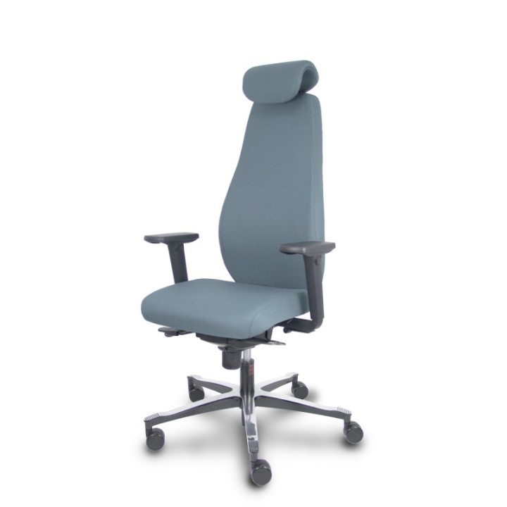 Silla Bjarg traslack bondai gris brazo 3D base cromada cabecero y lumbar