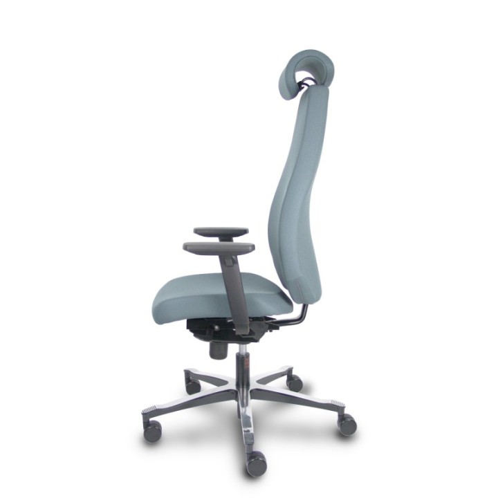 Silla Bjarg traslack bondai gris brazo 3D base cromada cabecero y lumbar