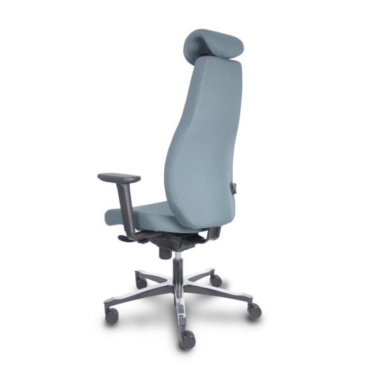 Silla Bjarg traslack bondai gris brazo 3D base cromada cabecero y lumbar