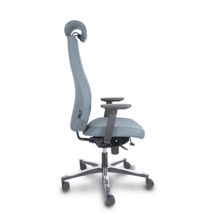 Silla Bjarg traslack bondai gris brazo 3D base cromada cabecero y lumbar