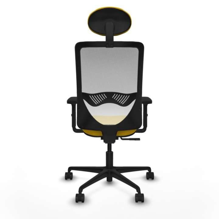 Zulema sincro malla blanca bali amarillo brazos 2D base nailon cabecero fijo ruedas 65mm nailon