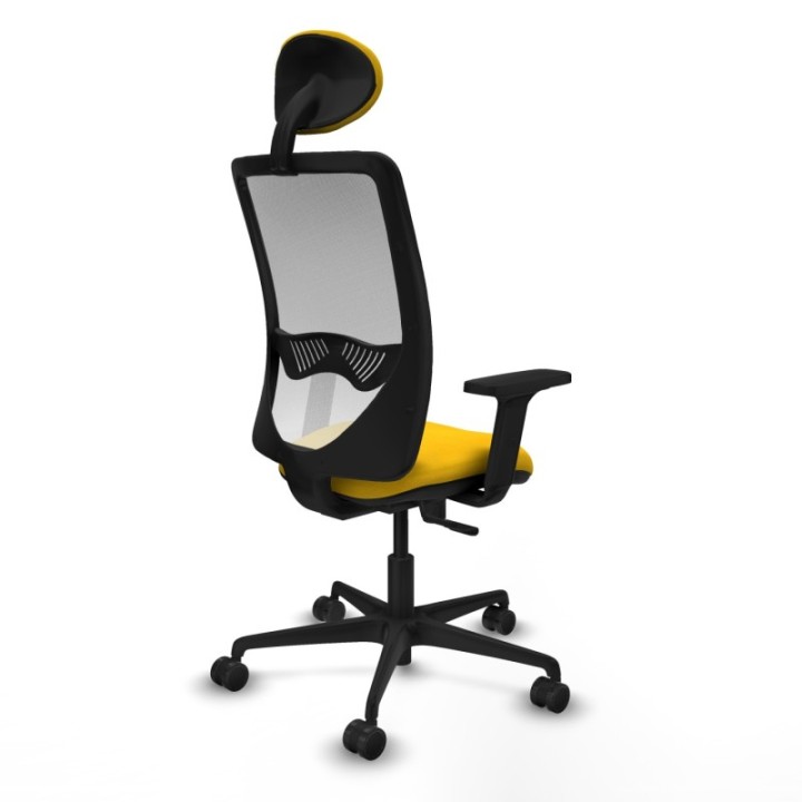 Zulema sincro malla blanca bali amarillo brazos 2D base nailon cabecero fijo ruedas 65mm nailon