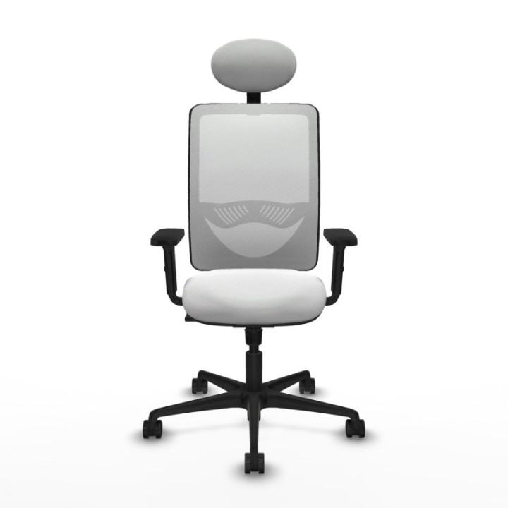 Zulema sincro malla blanca bali blanco brazos 2D base nailon cabecero fijo ruedas 65mm nailon