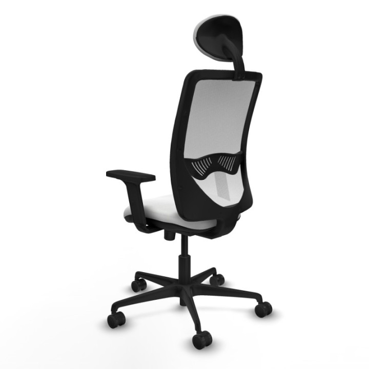 Zulema sincro malla blanca bali blanco brazos 2D base nailon cabecero fijo ruedas 65mm nailon