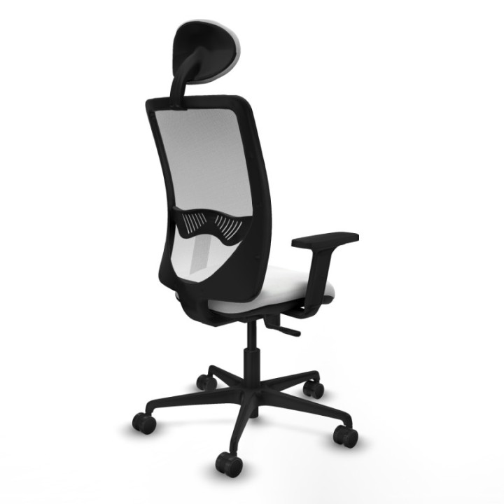 Zulema sincro malla blanca bali blanco brazos 2D base nailon cabecero fijo ruedas 65mm nailon