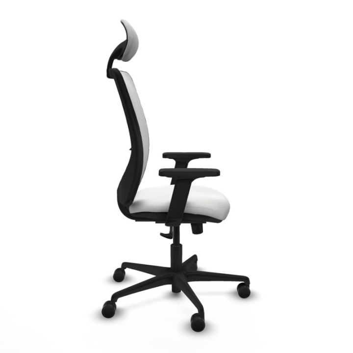 Zulema sincro malla blanca bali blanco brazos 2D base nailon cabecero fijo ruedas 65mm nailon