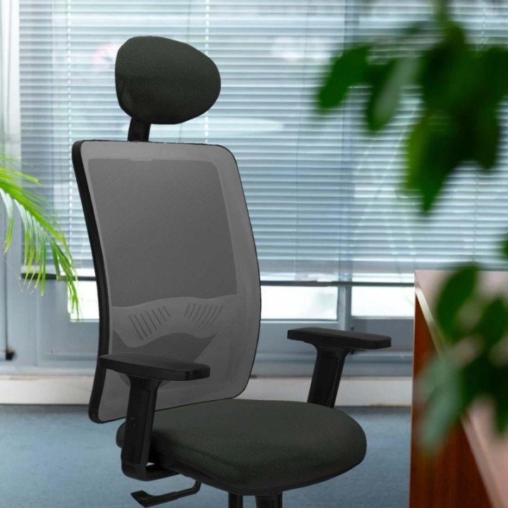 Zulema sincro malla blanca bali blanco brazos 2D base nailon cabecero fijo ruedas 65mm nailon