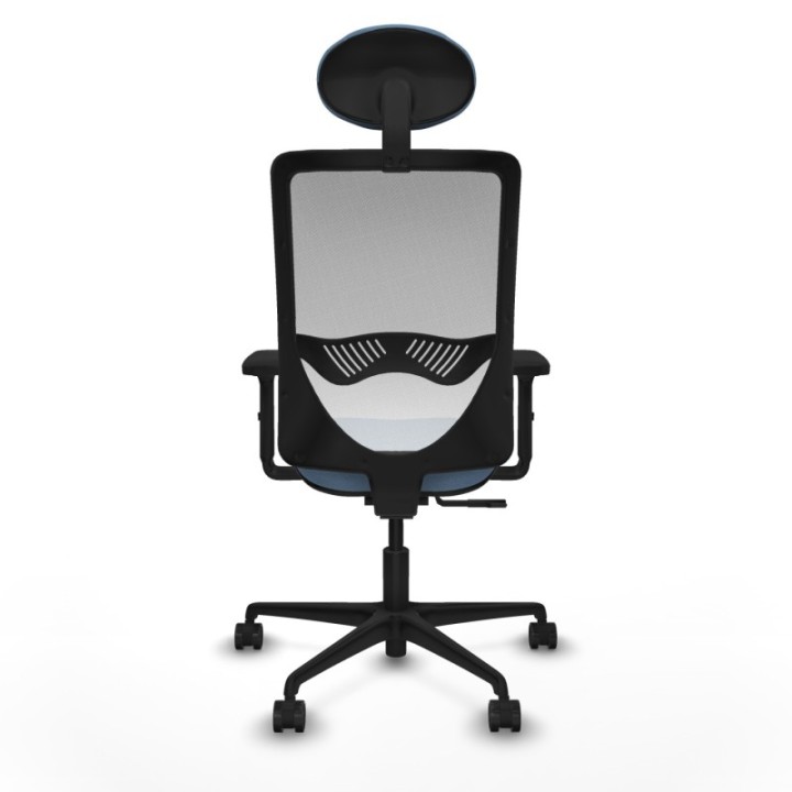 Zulema sincro malla blanca bali azul cielo brazos 2D base nailon cabecero fijo ruedas 65mm nailon