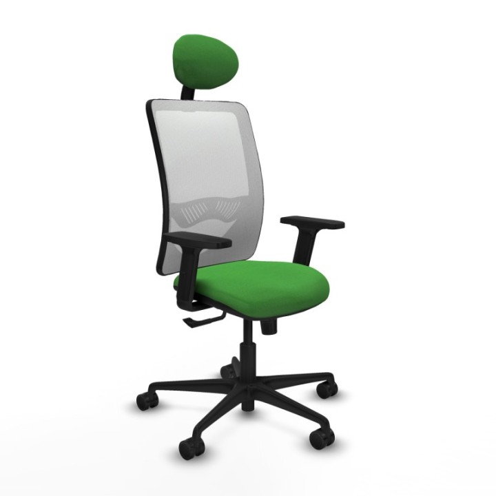 Zulema sincro malla blanca bali verde brazos 2D base nailon cabecero fijo ruedas 65mm nailon