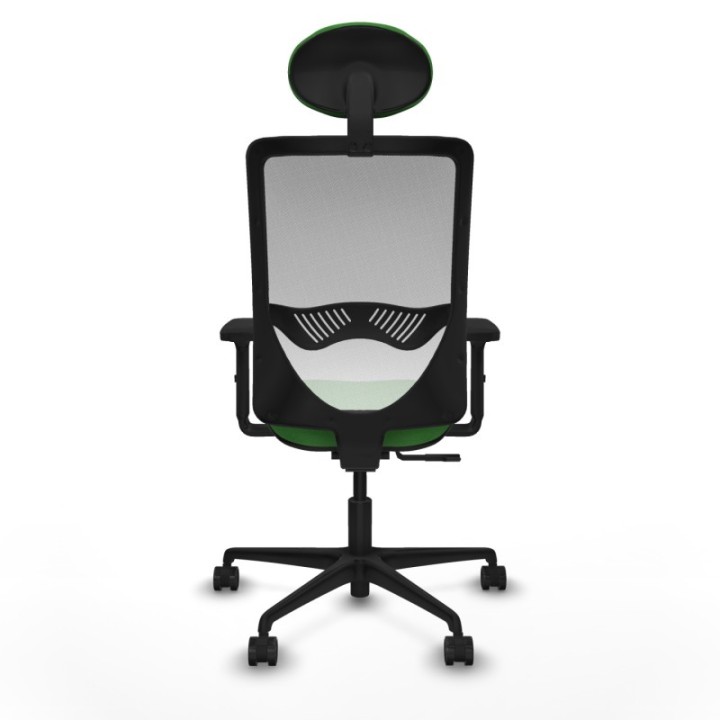 Zulema sincro malla blanca bali verde brazos 2D base nailon cabecero fijo ruedas 65mm nailon