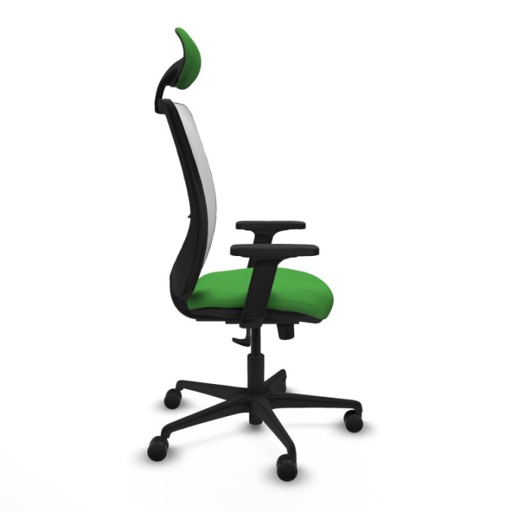 Zulema sincro malla blanca bali verde brazos 2D base nailon cabecero fijo ruedas 65mm nailon