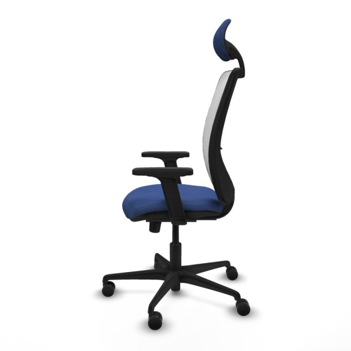 Zulema sincro malla blanca bali azul marino brazos 2D base nailon cabecero fijo ruedas 65mm nailon