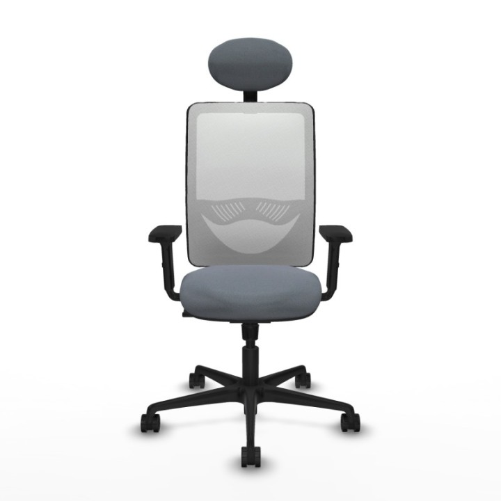 Zulema sincro malla blanca bali gris brazos 2D base nailon cabecero fijo ruedas 65mm nailon