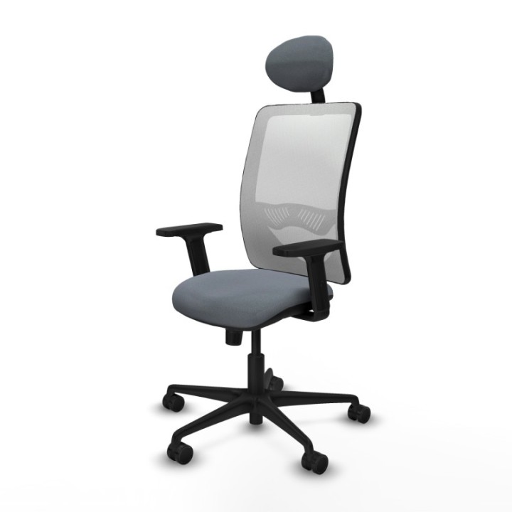 Zulema sincro malla blanca bali gris brazos 2D base nailon cabecero fijo ruedas 65mm nailon