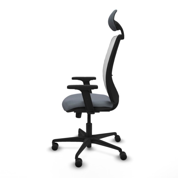 Zulema sincro malla blanca bali gris brazos 2D base nailon cabecero fijo ruedas 65mm nailon