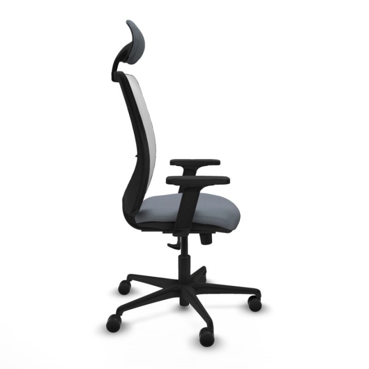 Zulema sincro malla blanca bali gris brazos 2D base nailon cabecero fijo ruedas 65mm nailon