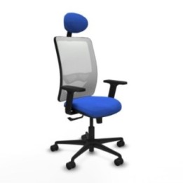 Zulema sincro malla blanca bali azul brazos 2D base nailon cabecero fijo ruedas 65mm nailon