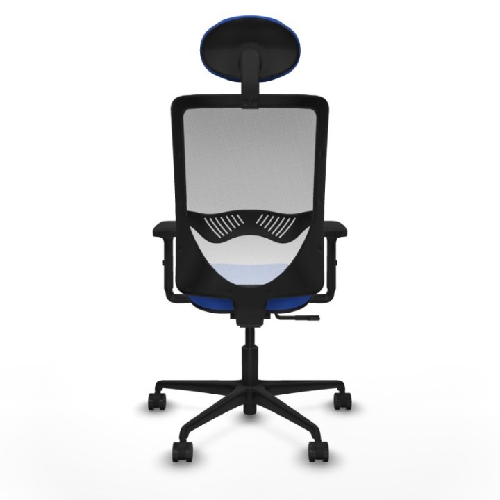 Zulema sincro malla blanca bali azul brazos 2D base nailon cabecero fijo ruedas 65mm nailon