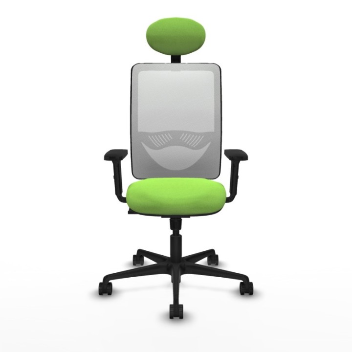 Zulema sincro malla blanca bali pistacho brazos 2D base nailon cabecero fijo ruedas 65mm nailon