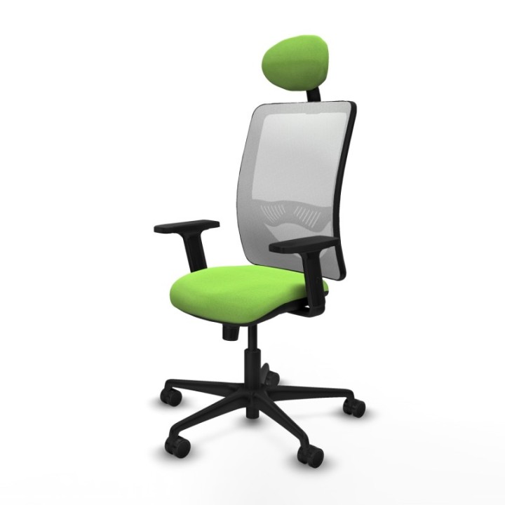 Zulema sincro malla blanca bali pistacho brazos 2D base nailon cabecero fijo ruedas 65mm nailon