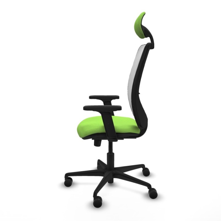 Zulema sincro malla blanca bali pistacho brazos 2D base nailon cabecero fijo ruedas 65mm nailon