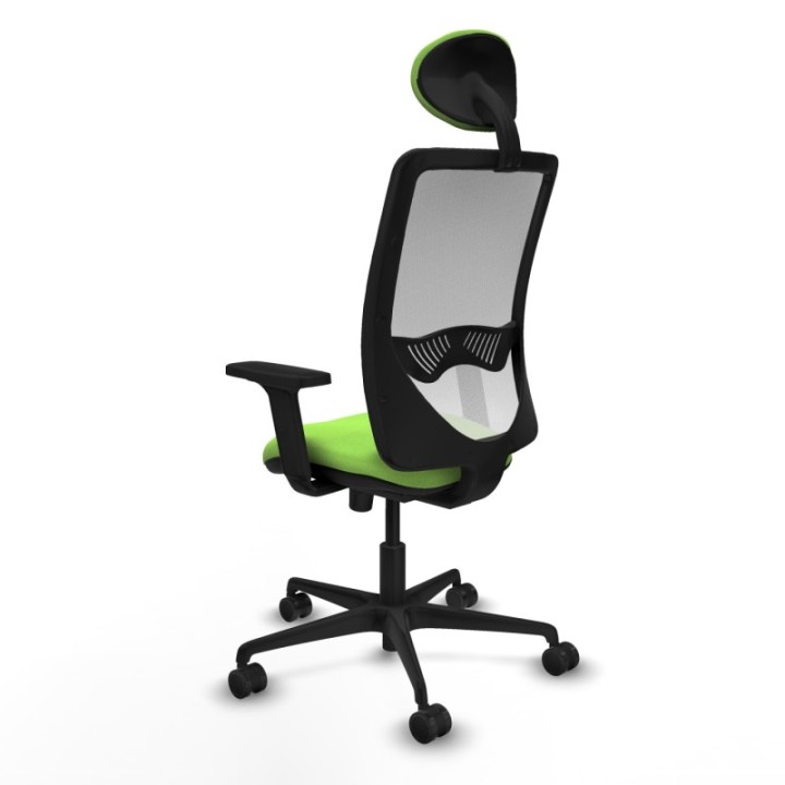 Zulema sincro malla blanca bali pistacho brazos 2D base nailon cabecero fijo ruedas 65mm nailon