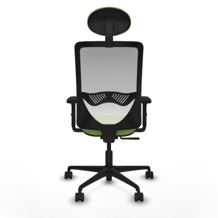 Zulema sincro malla blanca bali pistacho brazos 2D base nailon cabecero fijo ruedas 65mm nailon