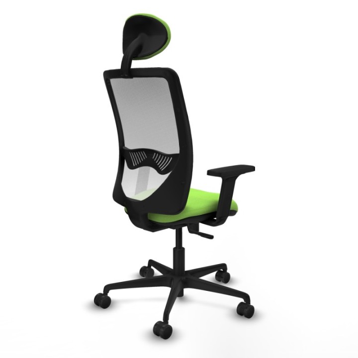 Zulema sincro malla blanca bali pistacho brazos 2D base nailon cabecero fijo ruedas 65mm nailon