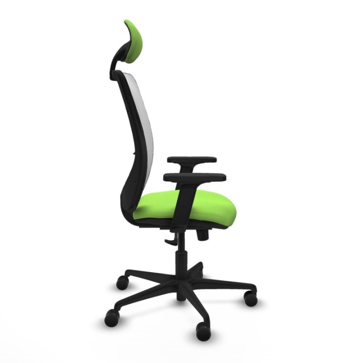 Zulema sincro malla blanca bali pistacho brazos 2D base nailon cabecero fijo ruedas 65mm nailon